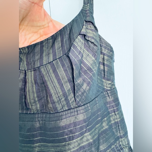 Cecilie Bahnsen gorgeous asymmetrical hem , metallic hint striped pleated dress - Picture 5 of 14